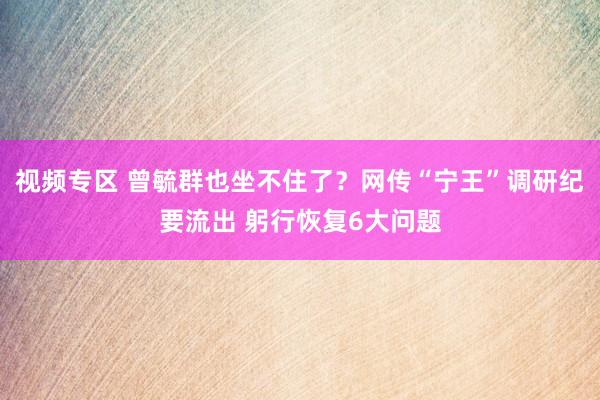 视频专区 曾毓群也坐不住了？网传“宁王”调研纪要流出 躬行恢复6大问题