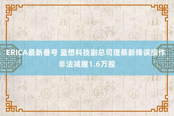 ERICA最新番号 蓝想科技副总司理蔡新锋误操作 非法减握1.6万股