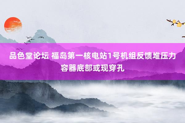 品色堂论坛 福岛第一核电站1号机组反馈堆压力容器底部或现穿孔