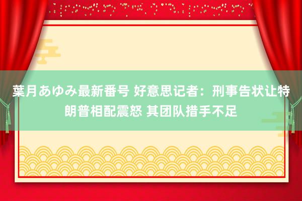 葉月あゆみ最新番号 好意思记者：刑事告状让特朗普相配震怒 其团队措手不足