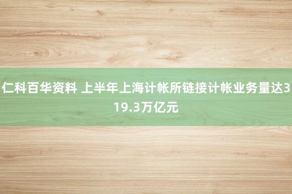 仁科百华资料 上半年上海计帐所链接计帐业务量达319.3万亿元