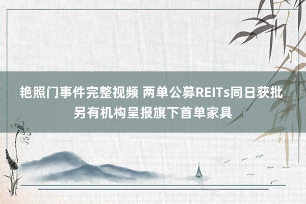 艳照门事件完整视频 两单公募REITs同日获批 另有机构呈报旗下首单家具