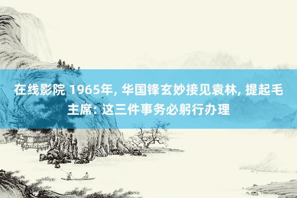 在线影院 1965年, 华国锋玄妙接见袁林, 提起毛主席: 这三件事务必躬行办理