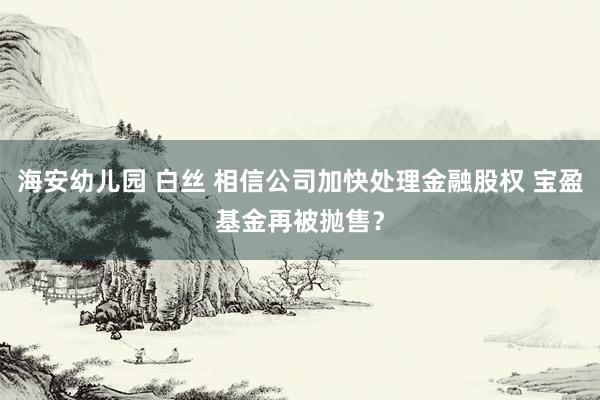 海安幼儿园 白丝 相信公司加快处理金融股权 宝盈基金再被抛售？