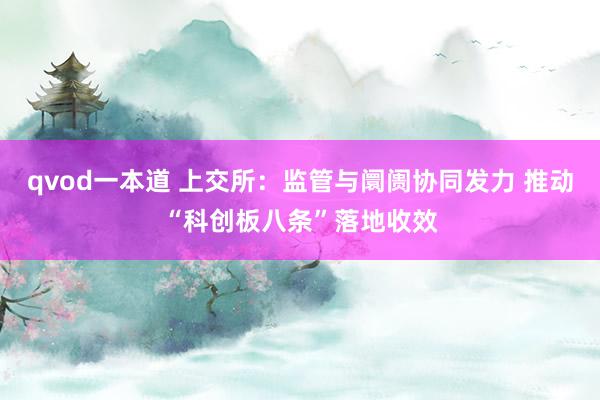 qvod一本道 上交所：监管与阛阓协同发力 推动“科创板八条”落地收效