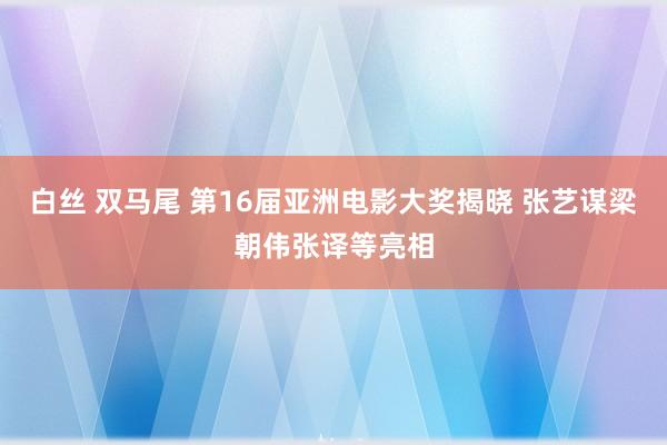 白丝 双马尾 第16届亚洲电影大奖揭晓 张艺谋梁朝伟张译等亮相