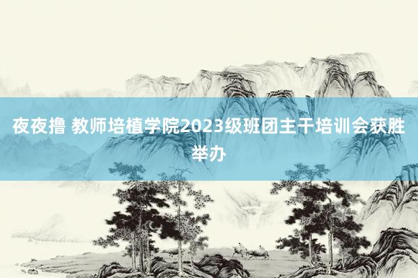 夜夜撸 教师培植学院2023级班团主干培训会获胜举办