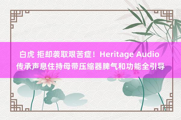 白虎 拒却袭取艰苦症！Heritage Audio 传承声息住持母带压缩器脾气和功能全引导